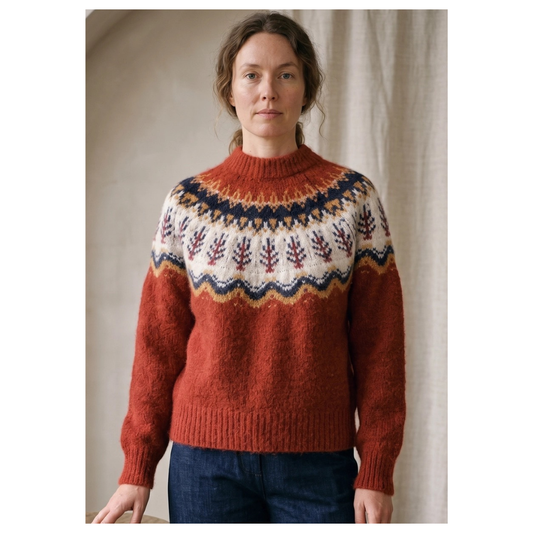 Humanity Cashmere Blend Nordic Fairisle Yoke Jumper Rust Red