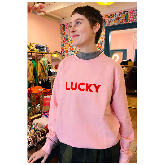 Percy & Nell Embroidered Lucky Sweatshirt Baby Pink