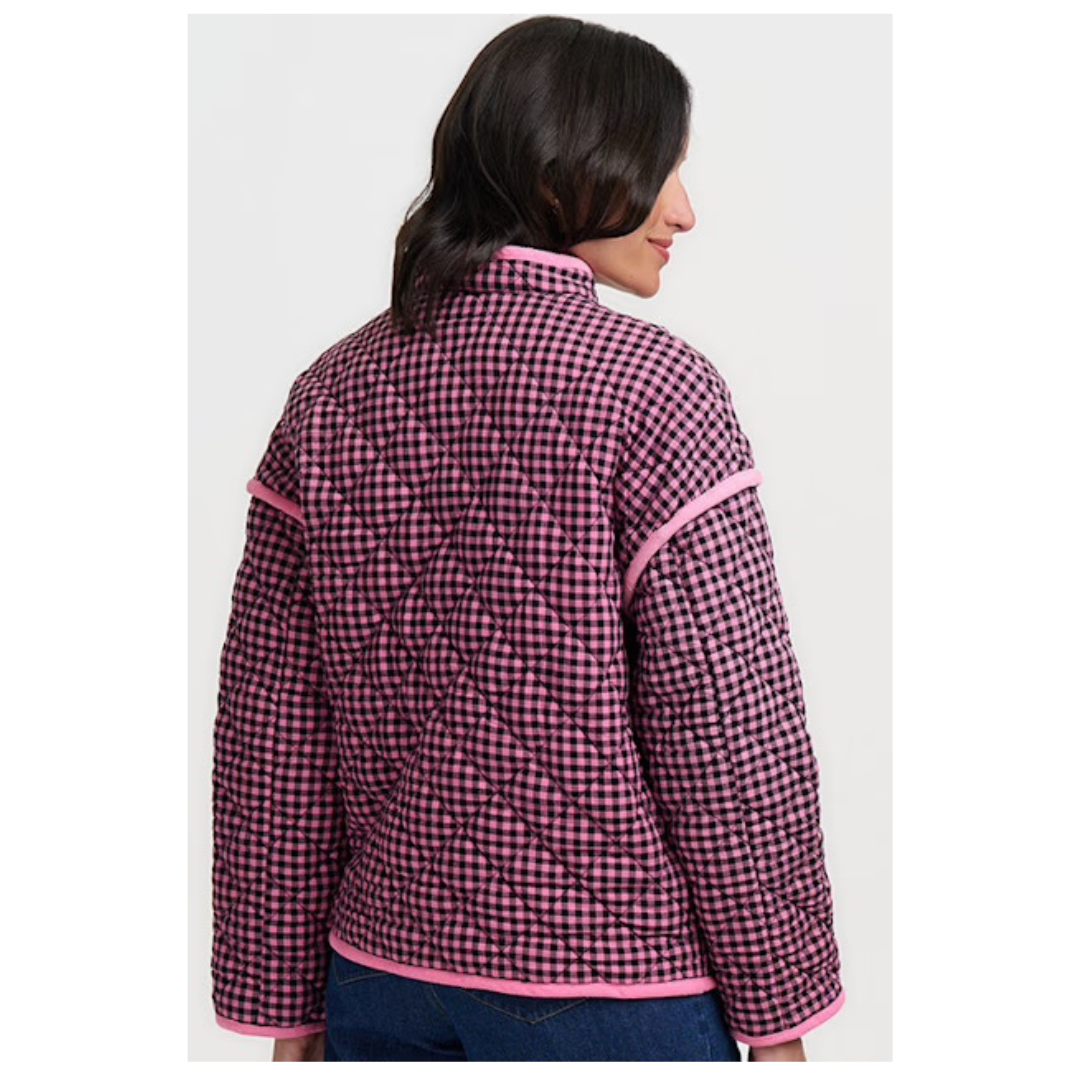 Sugarhill Brighton Elowen Quilted Jacket Rose Gingham J0037
