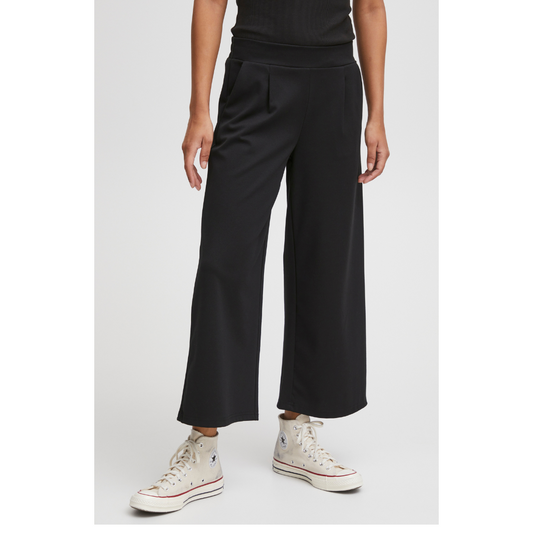 Ichi Kate Sus Wide Casual Pants Cropped Total Eclipse 20116301