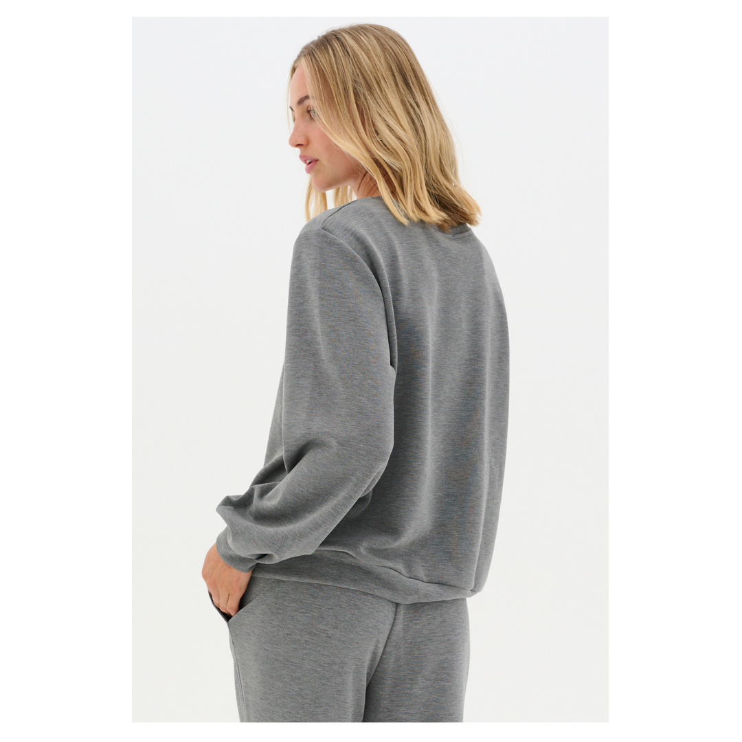 My Essential Wardrobe The Sweat Blouse Dark Grey Melange 10703583