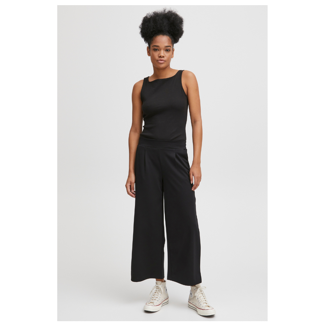 Ichi Kate Sus Wide Casual Pants Cropped Total Eclipse 20116301