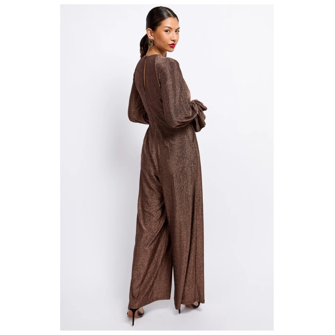 Little Mistress Metallic Cutout Jumpsuit Brown A24VW0301