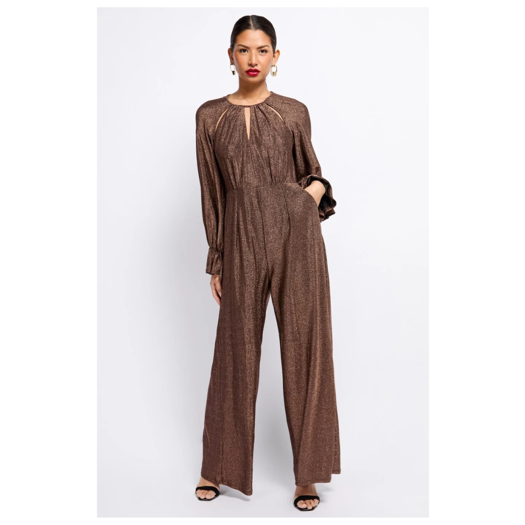 Little Mistress Metallic Cutout Jumpsuit Brown A24VW0301