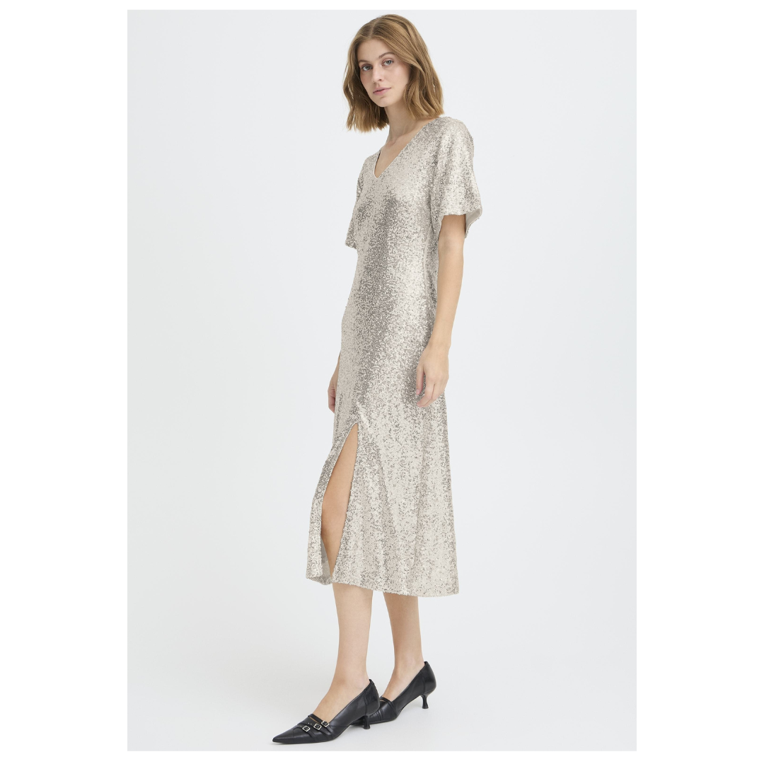 Ichi Fauca Dress Frosted Almond 20124842