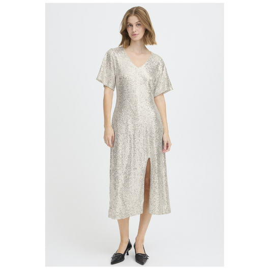 Ichi Fauca Dress Frosted Almond 20124842