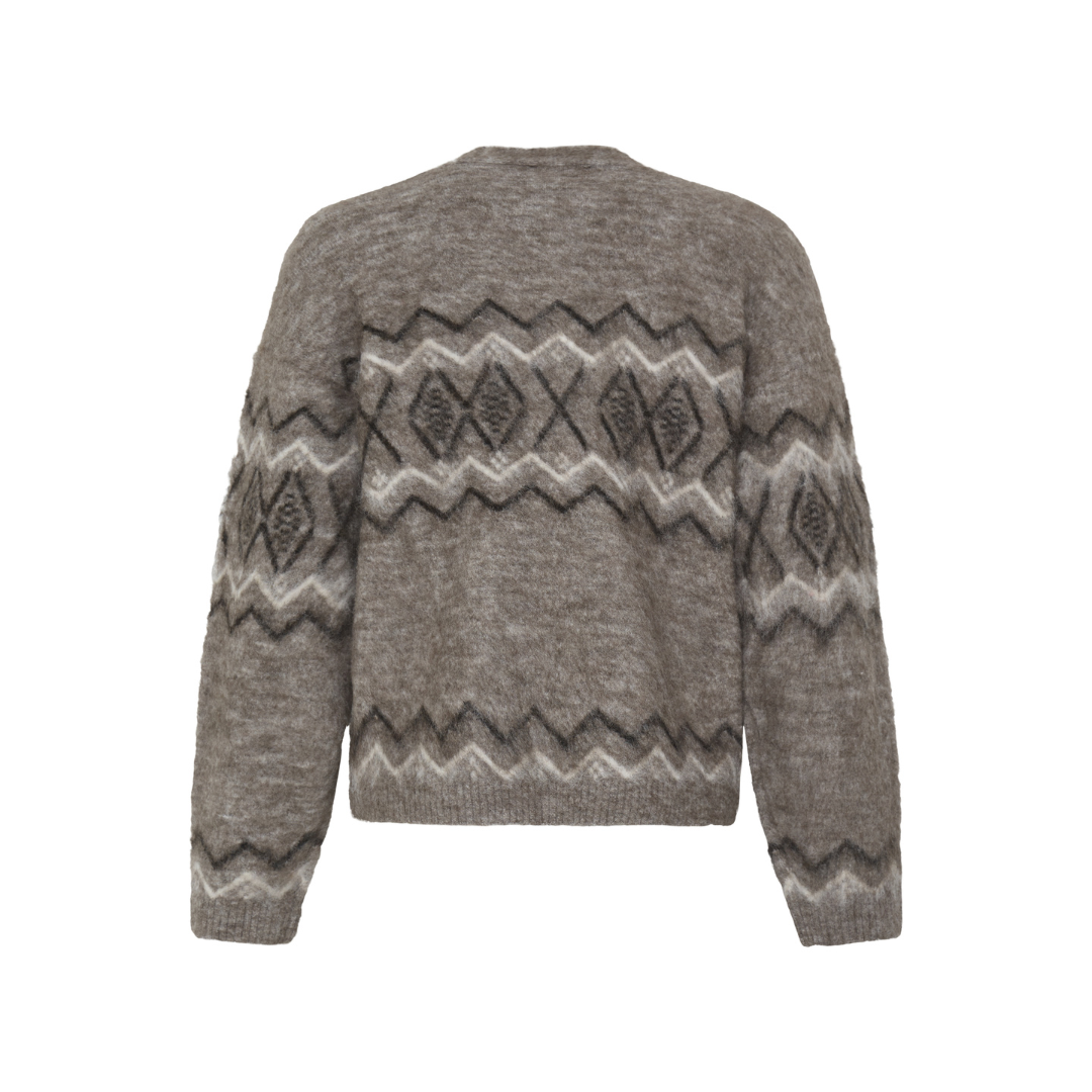 B Young Milou Jacquard Cardigan Walnut Java 20819770
