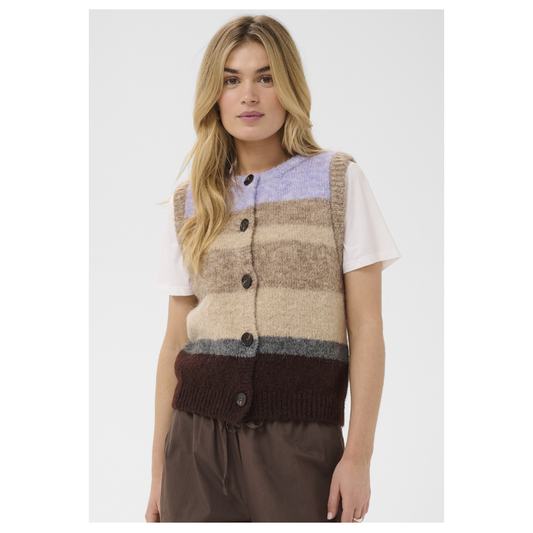 Saint Tropez Seraphina Knit Vest Chocolate Lilac Melange 30515255