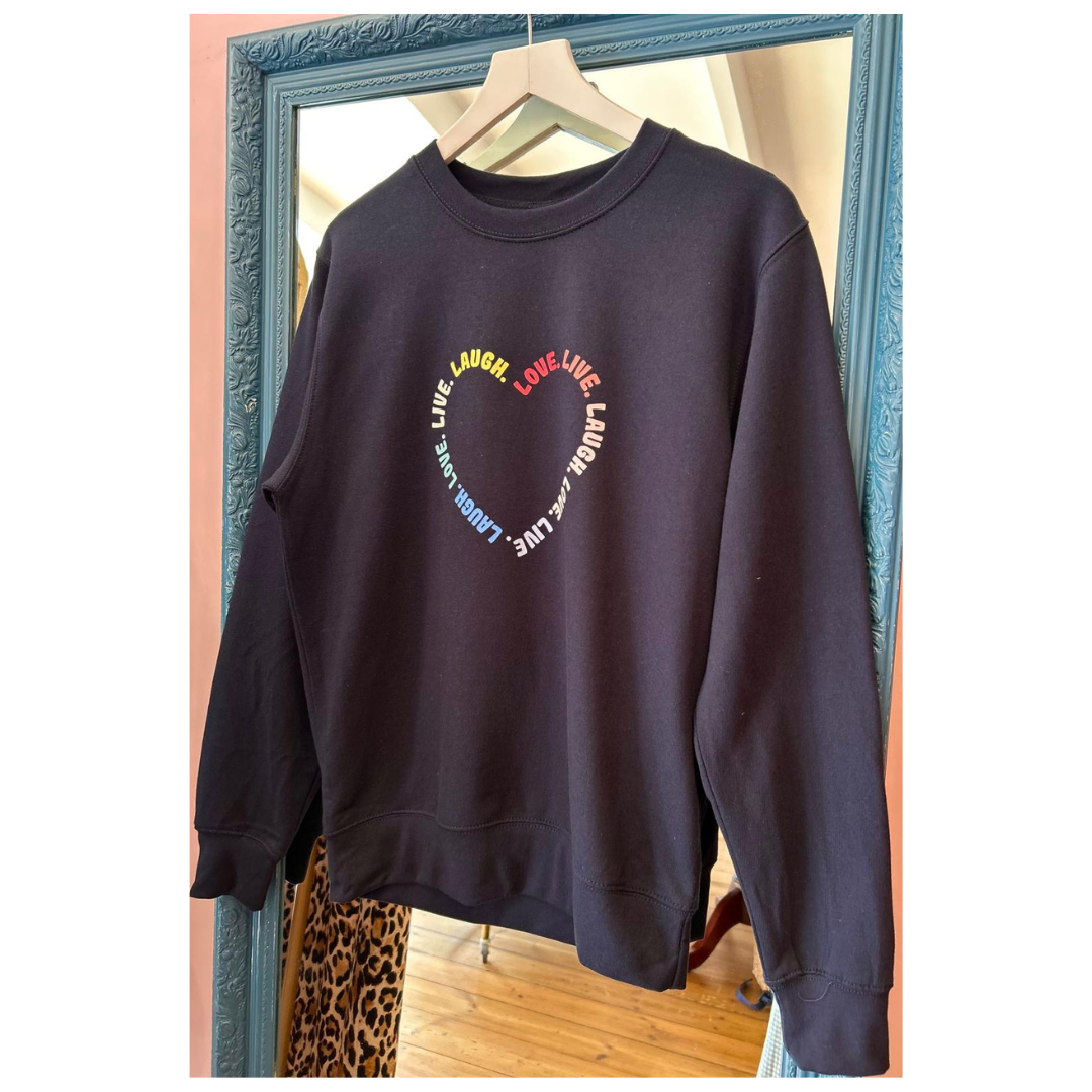 Percy & Nell Live,Laugh, Love Sweatshirt Navy