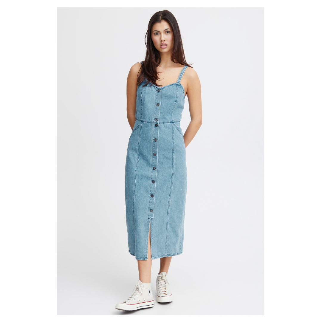 Ichi Concur Dress Mid Blue 20120605