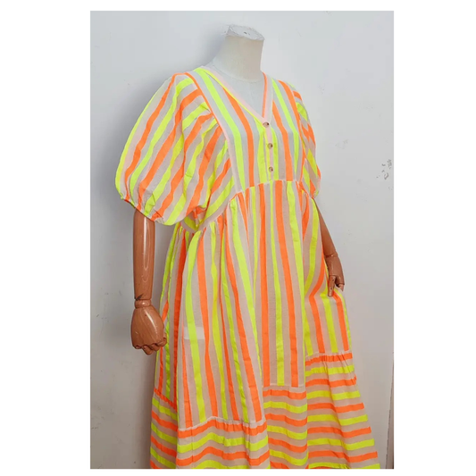 Bellavie Striped Maxi Dress Yellow/Orange Stripe 9292