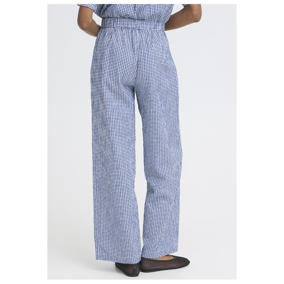 Ichi Jilma Pants Blue/White Check 20125621