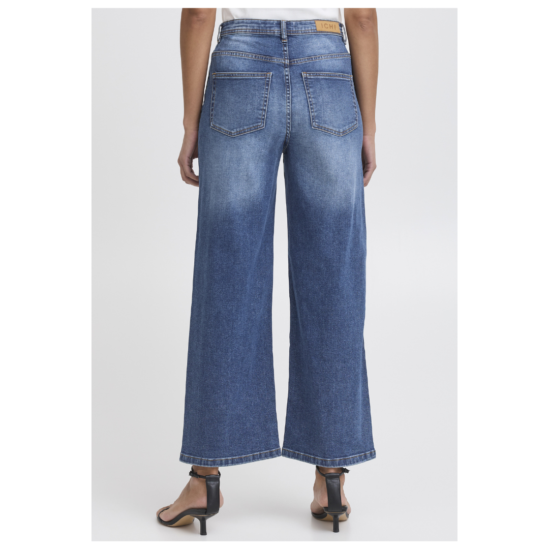 Ichi Twiggy Cropped High Waist Jeans Medium Blue 20123068
