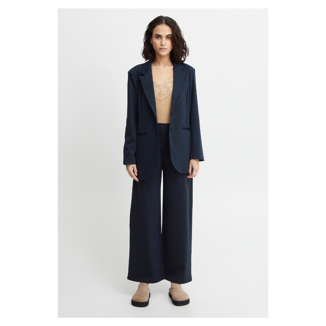 Ichi Kate Sus Long Wide Casual Pants Total Eclipse 20118337