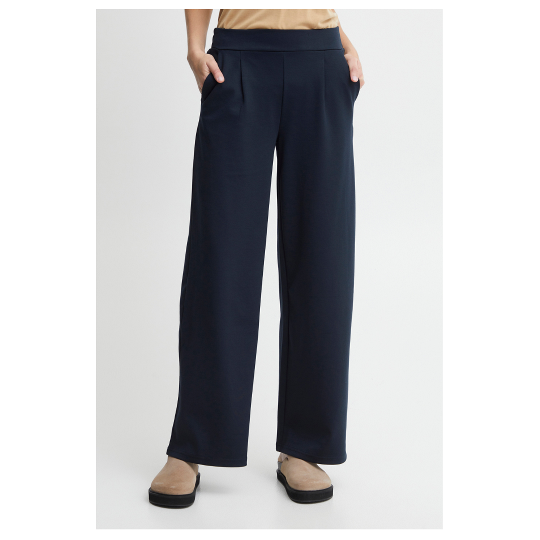 Ichi Kate Sus Long Wide Casual Pants Total Eclipse 20118337