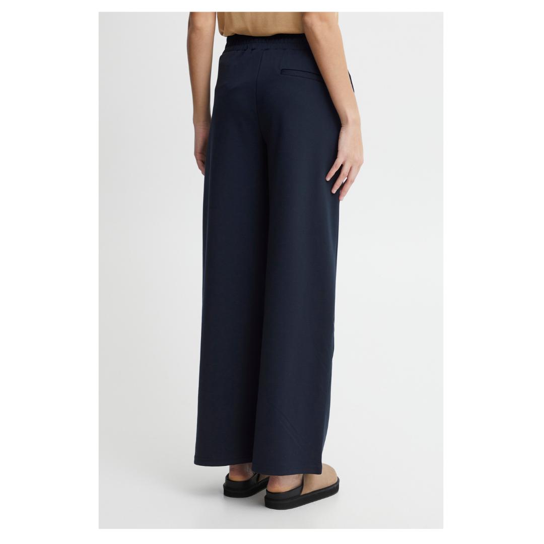 Ichi Kate Sus Long Wide Casual Pants Total Eclipse 20118337