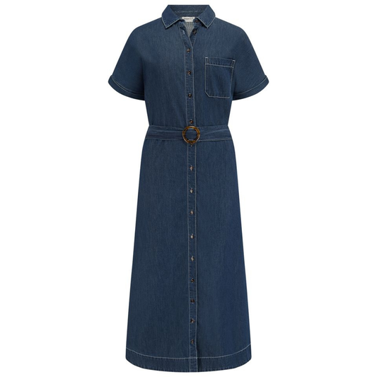 Sugarhill Brighton Lourdes Midi Shirt Dress Deep Blue Denim D1460