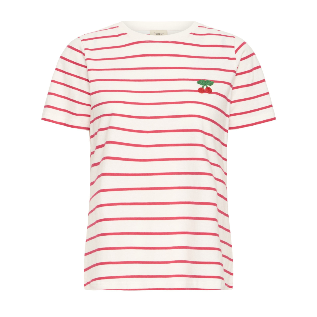 Fransa Tiana Tee V Pink Stripe 20617765