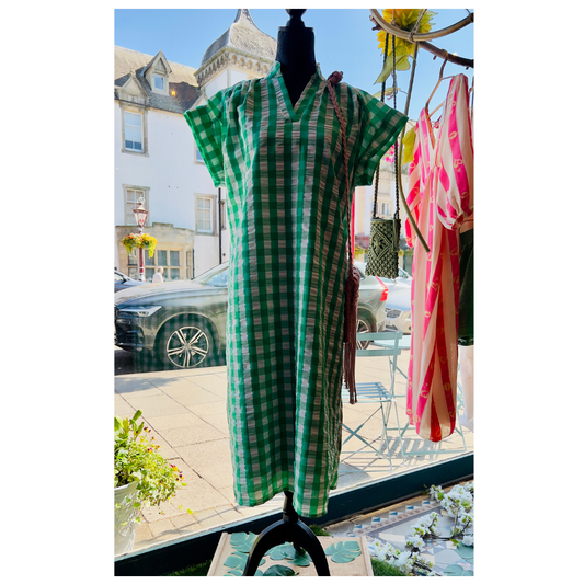 Bellavie Vichy Gingham Maxi Dress Green