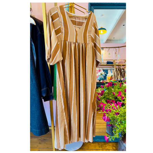 Bellavie Striped Maxi Dress Chocolate