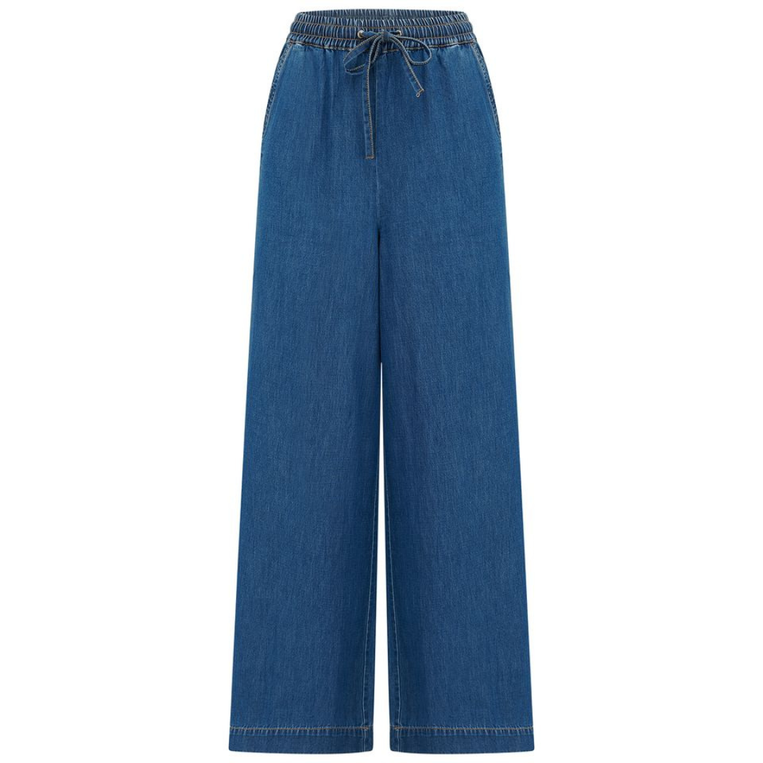 Sugarhill Brighton Megan Scallop Trousers Deep Blue Denim TR0123