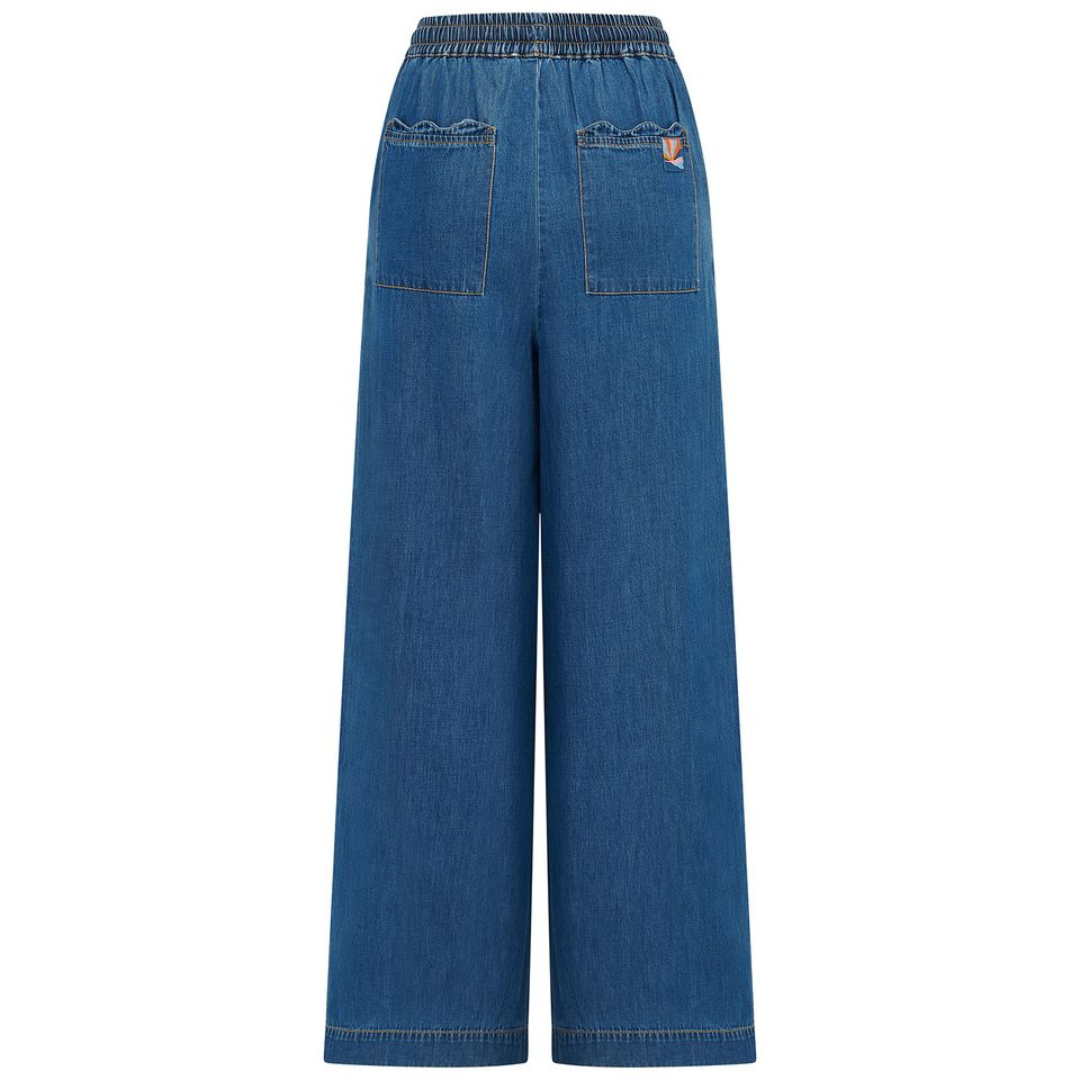Sugarhill Brighton Megan Scallop Trousers Deep Blue Denim TR0123