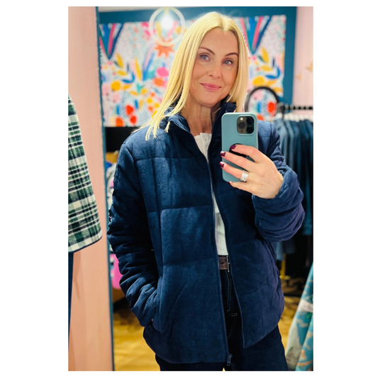 GymPlusCoffee Cord Puffer Twilight Navy