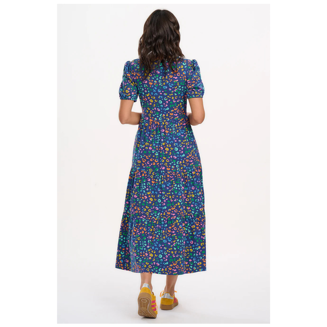 Sugarhill Brighton Minerva Midi Jersey Dress Navy Leopard D1278