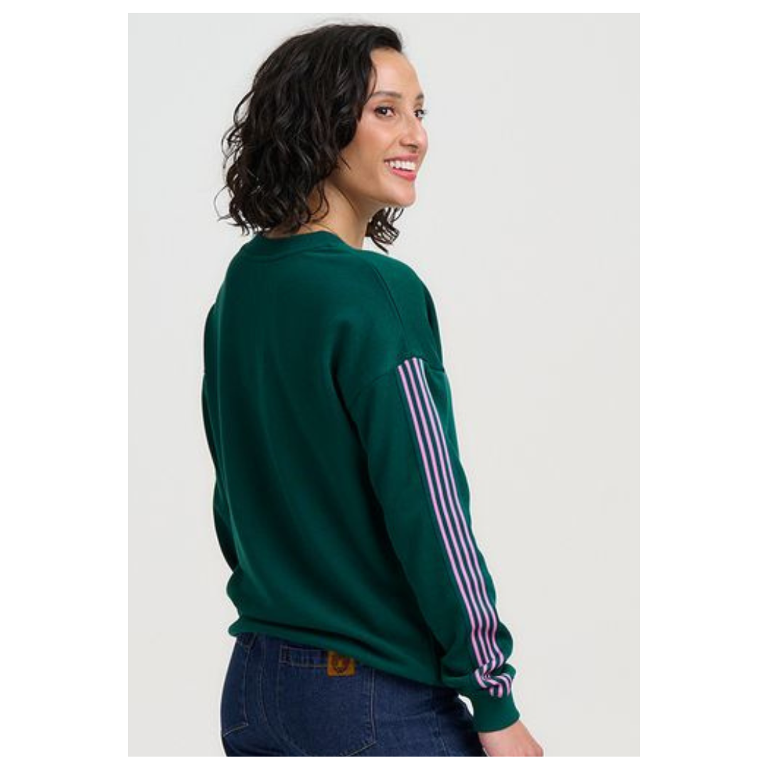 Sugarhill Brighton Magda Sweatshirt Green/Pink Retro Stripe SW0213