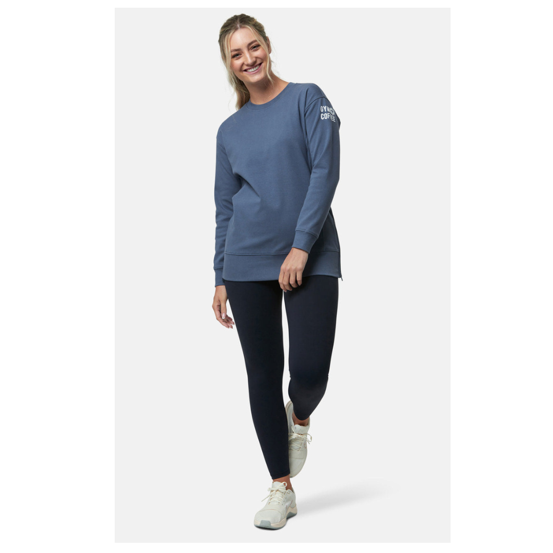 GymPlusCoffee Chill Longline Crew Sweatshirt Thunder Blue