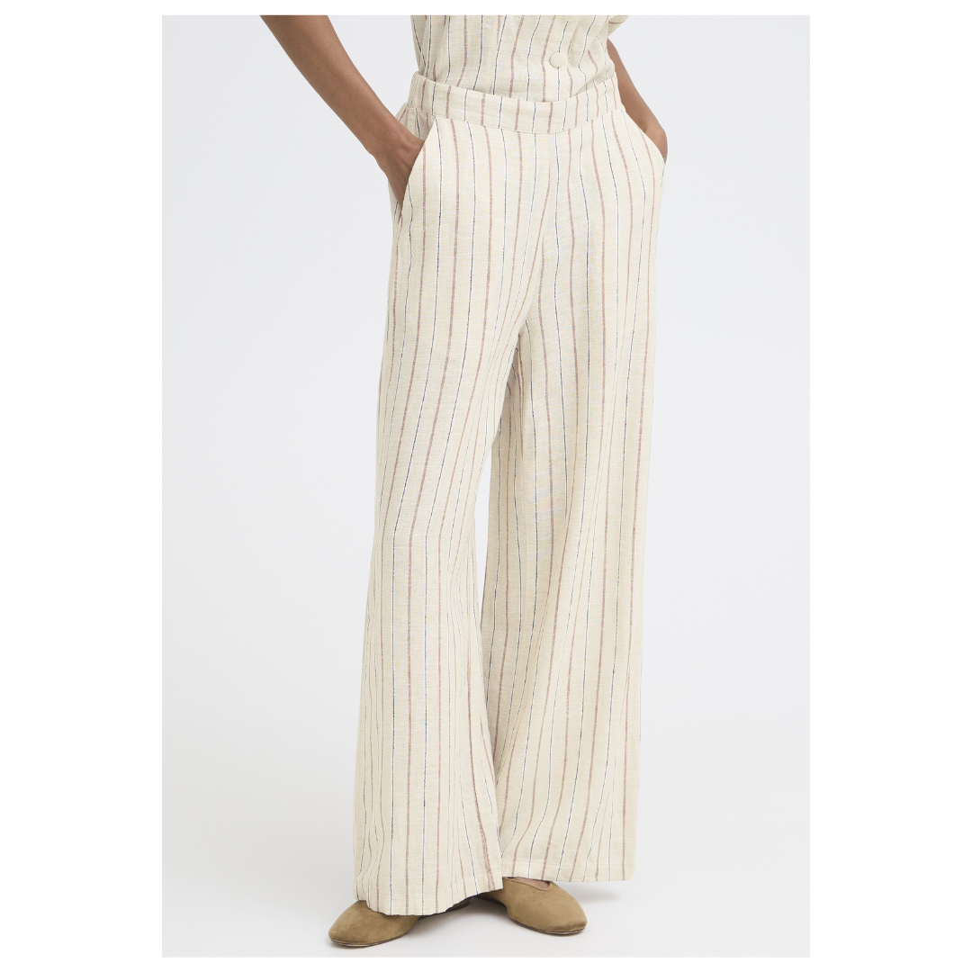 Ichi Linno Pants Brown Stripe 20125605