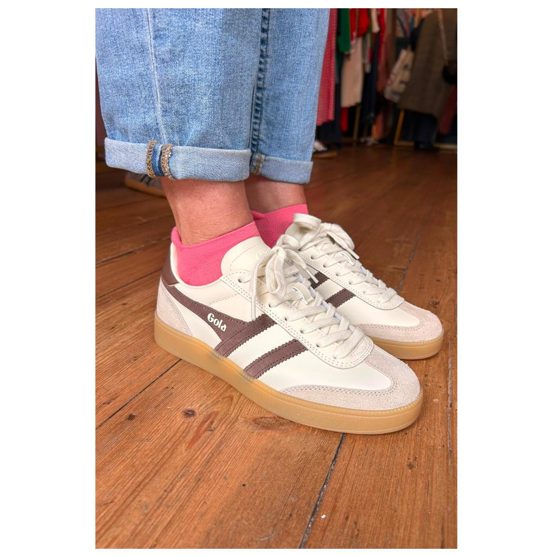 Gola Viper Leather Trainer Bone/Otter/Off White/Gum