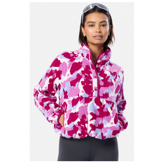 GymplusCoffee Snap Polar Fleece Pink Pop Print