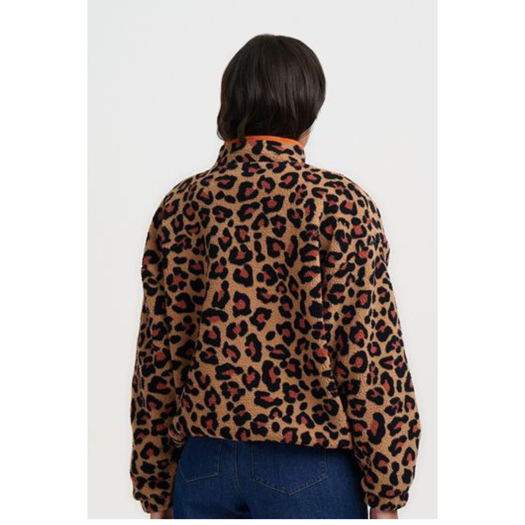 Sugarhill Brighton Remi Popper Fleece Brown Leopard J0032