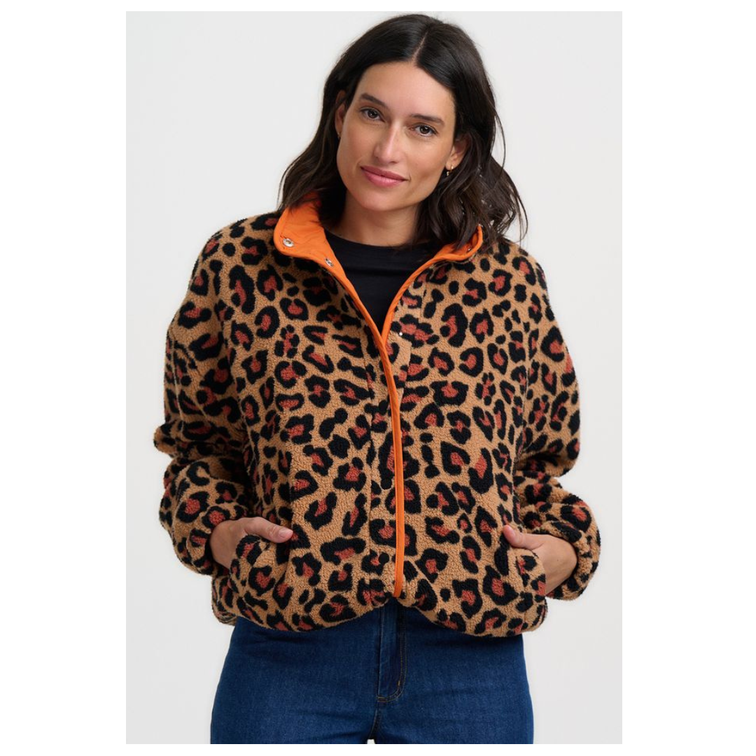 Sugarhill Brighton Remi Popper Fleece Brown Leopard J0032