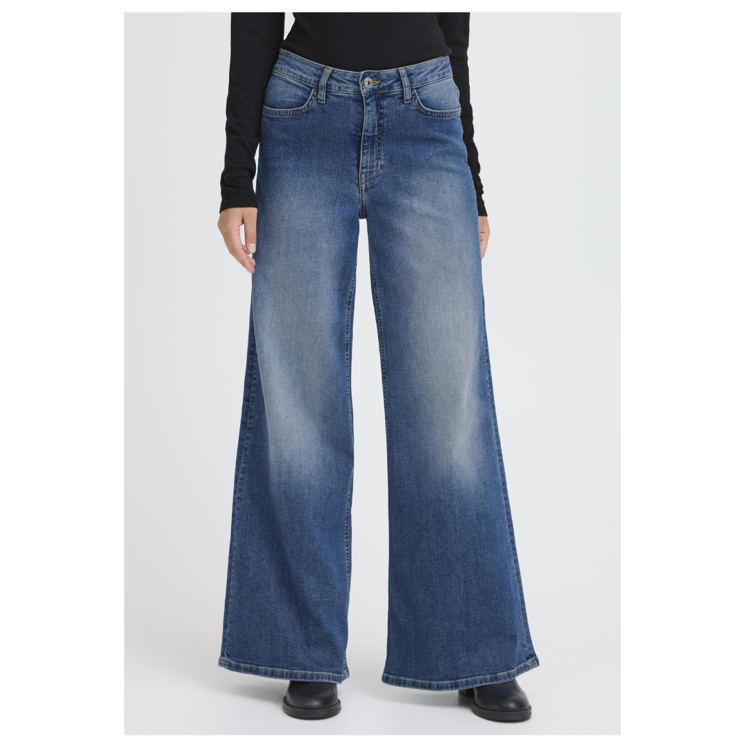Ichi Twiggy Wide Jeans 30L Medium Blue 20119022