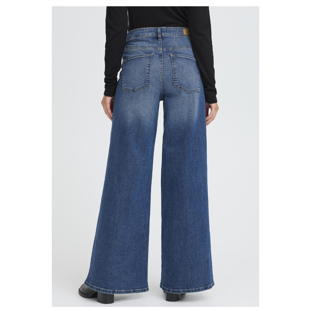 Ichi Twiggy Wide Jeans 30L Medium Blue 20119022