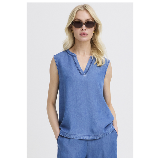 B Young Kosmo Embellished Shirt Mid Blue Denim 20818794