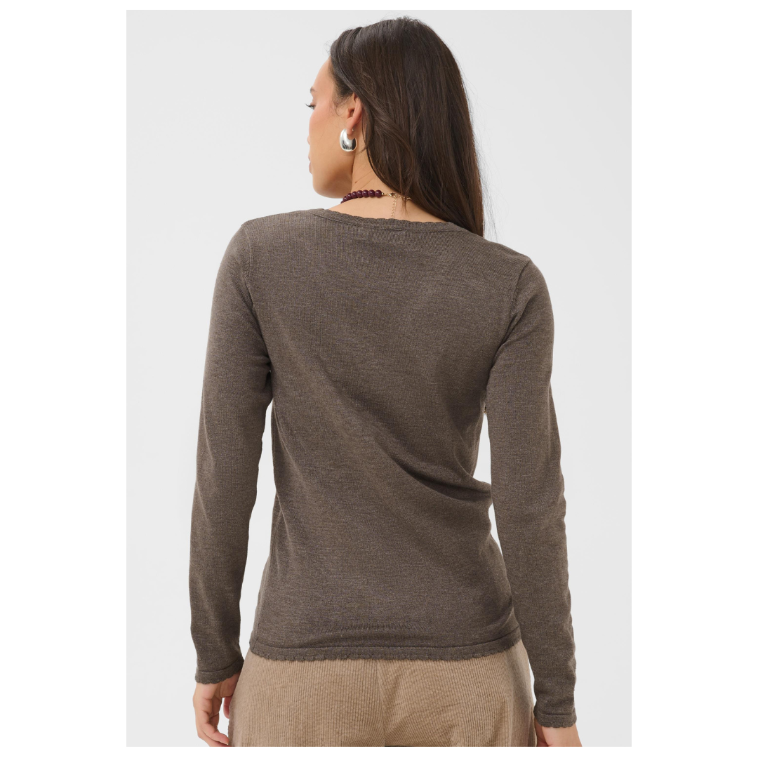 Mila V Neck Pullover Mink Melange 30513960