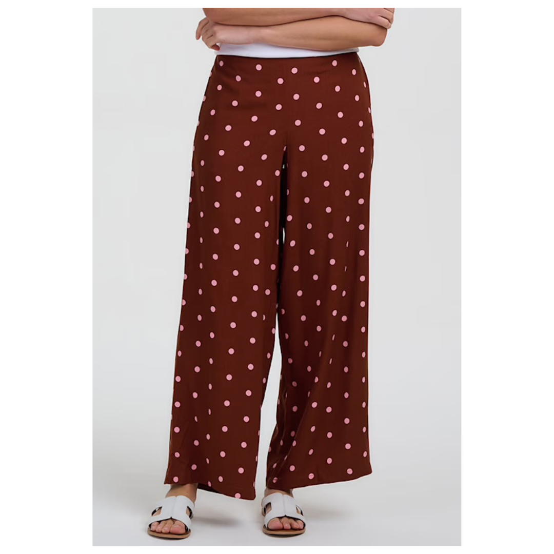 Sugarhill Brighton Patsy Palazzo Pants Brown/Pink Polka TR0144