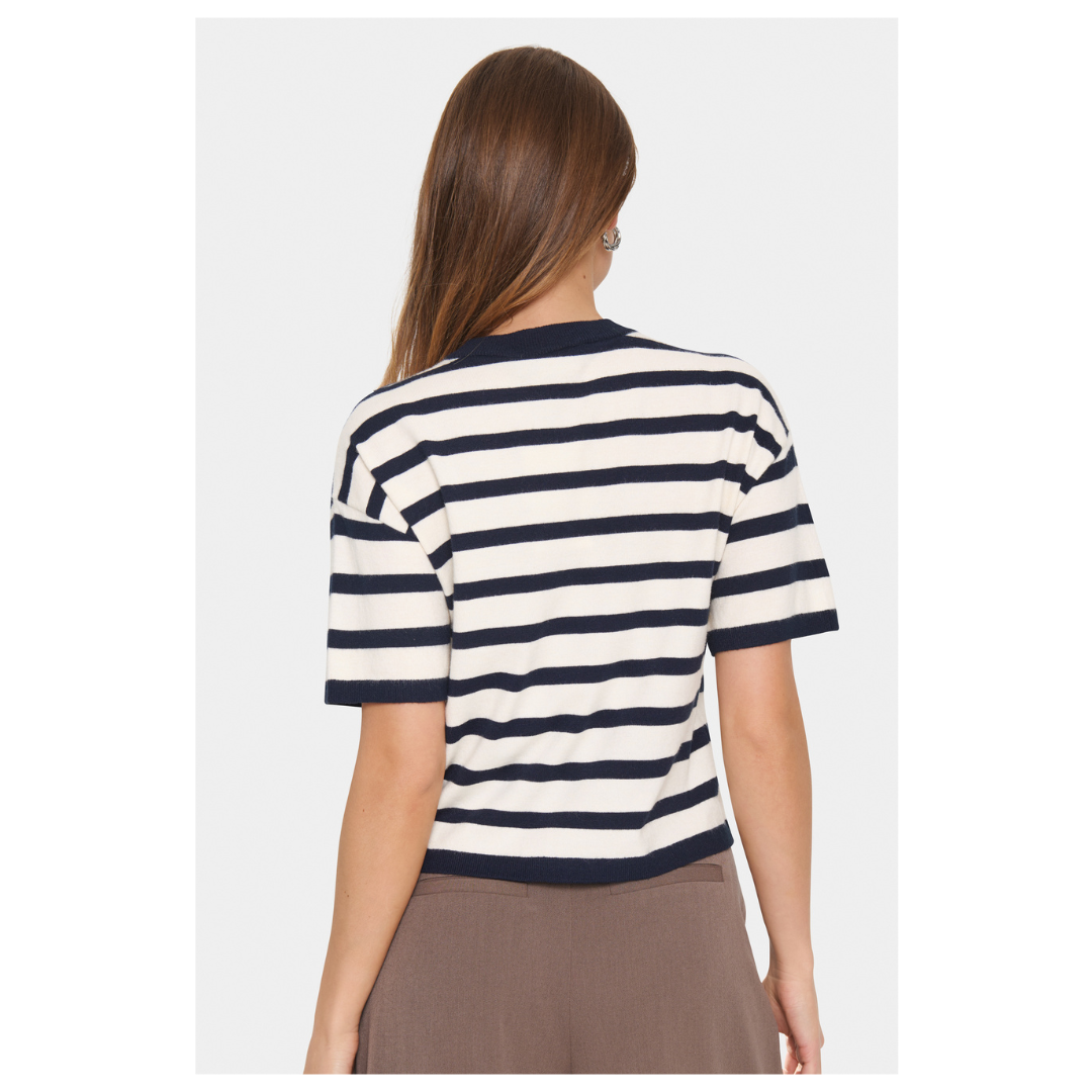 Saint Tropez Likam Striped Pullover Winter White Night 30514161