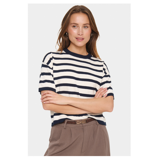 Saint Tropez Likam Striped Pullover Winter White Night 30514161
