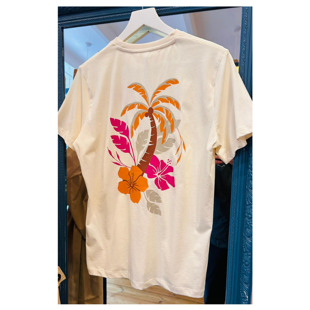 Sugarhill Brighton Luna T Shirt Off White Palm T1069
