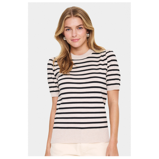 Saint Tropez Mila Striped Pullover Grey Morn 30513768