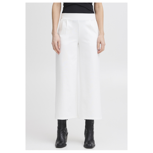 Ichi Kate Sus Wide Casual Pants Cropped Cloud Dancer 20116301
