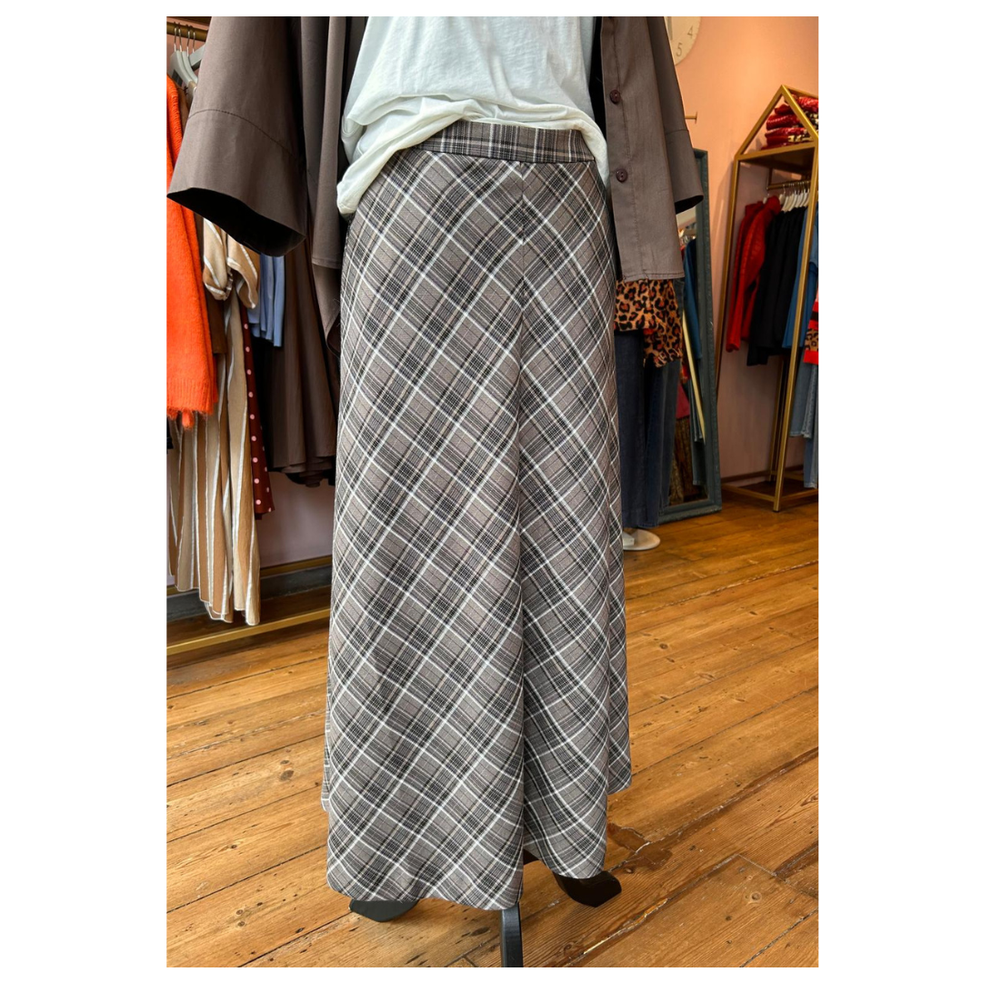 B Young Estolo Skirt Sepia Check 20819548 NO PIC