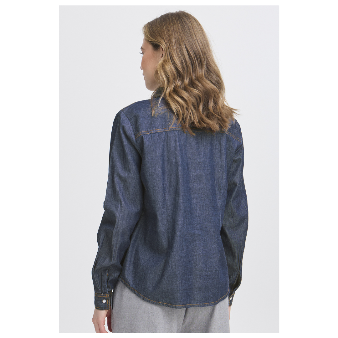 Fransa Larissa Shirt Raw Blue 20616195