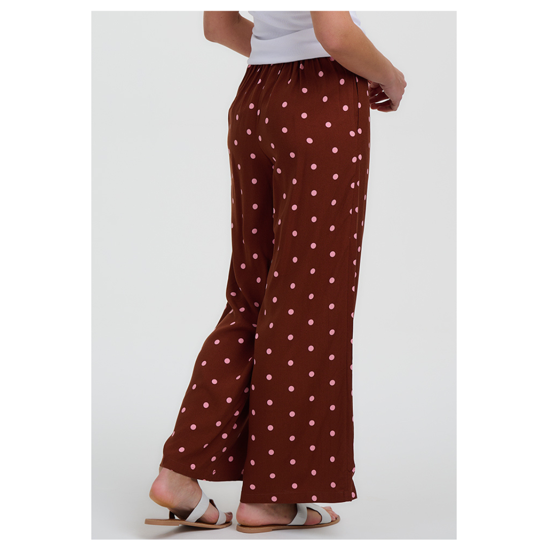 Sugarhill Brighton Patsy Palazzo Pants Brown/Pink Polka TR0144