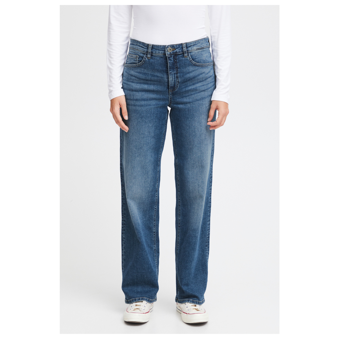 Ichi Twiggy Straight Long Jeans Medium Blue 20119128