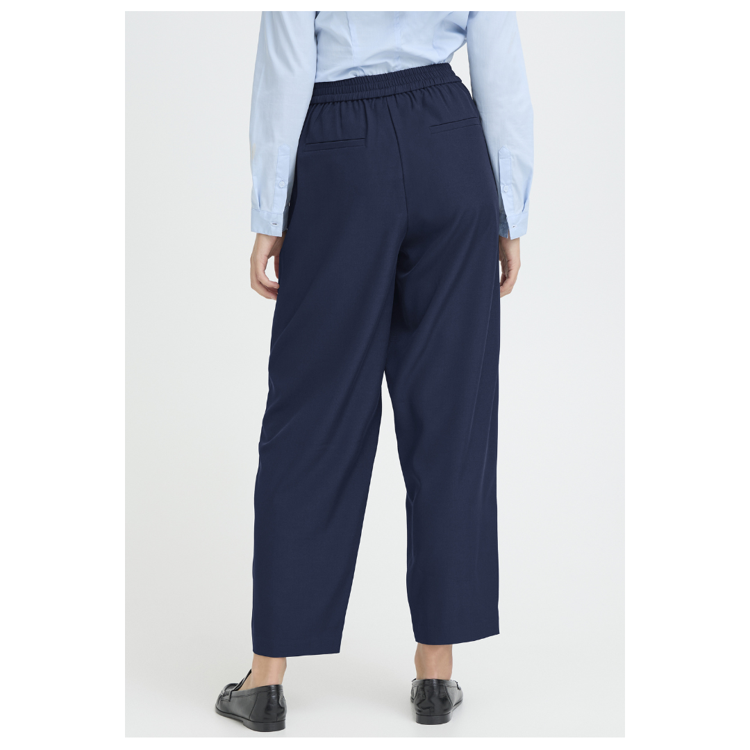 Ichi Fava Barrel Pants Dark Navy 20125681